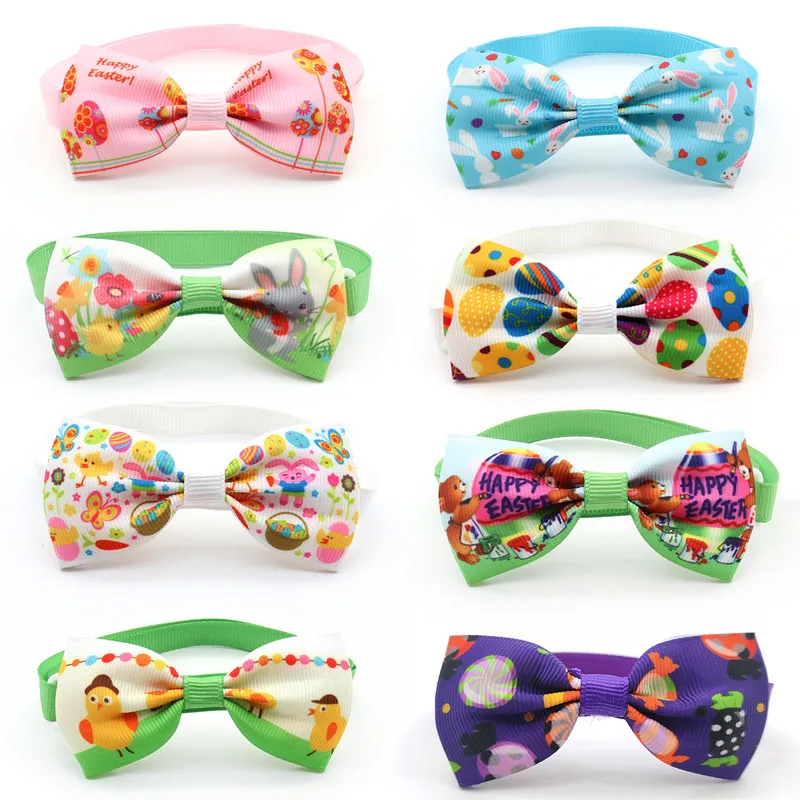 

50/100 X Easter Pets Dog Grooming Accessories for Small Dogs Bowtie Necktie Rabbit Easter Eggs Style Puppy Dog Bow Ties Supplies
