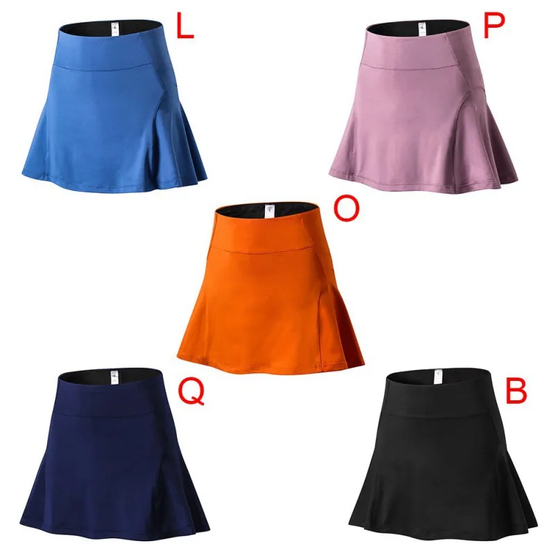 

Women's Sports Skirts Fashion Casual Fitness Tennis Skirt High Waist Solid Color Mini Skirt With Lined