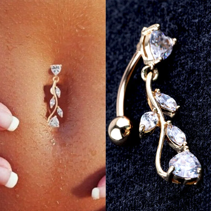 2021 горячая Распродажа CZ лист мотаться пупок бар кольцо из белого