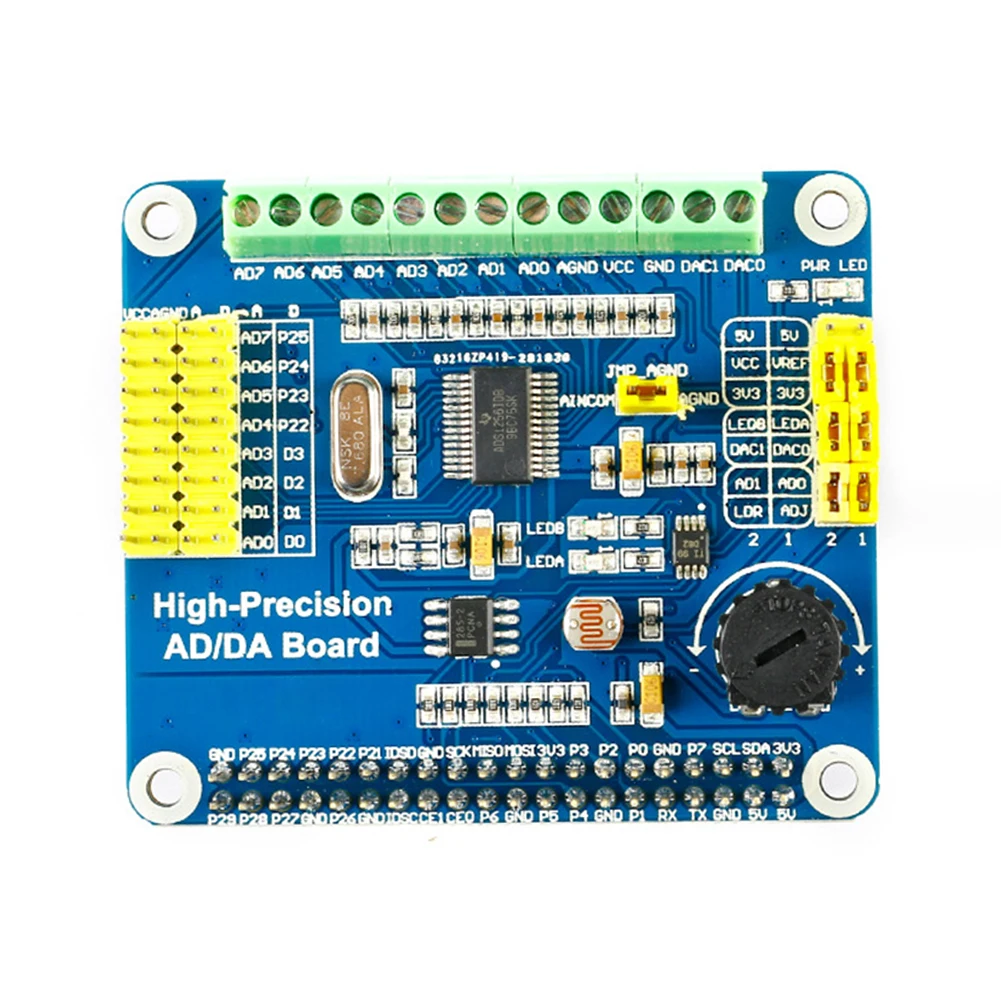 

8-канальный 24-битный ADS1256 2-канальный 16-битный DAC8552 AD/DA модуль цифрового аналогового преобразователя, плата расширения для Raspberry Pi 3B +/4B