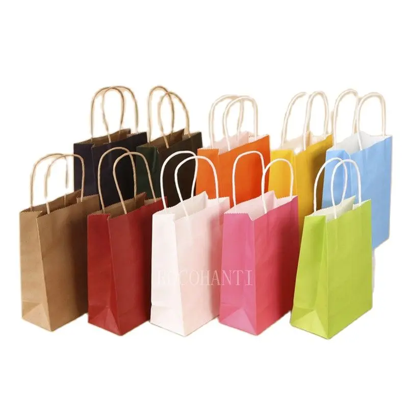 100 шт. брендовые подарочные пакеты ROCOHANTI с принтом на заказ из крафт бумаги пакет