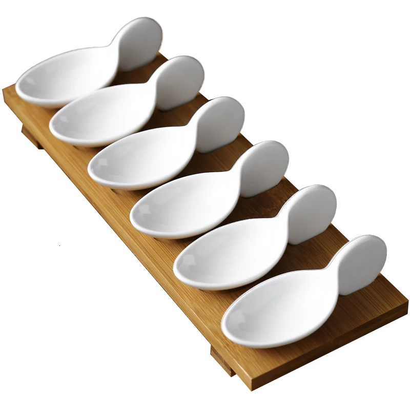 

Creative ceramic snack dish with bamboo tray Style restaurant dried fruit snack snack dish Japanese style sauce seasoning dish