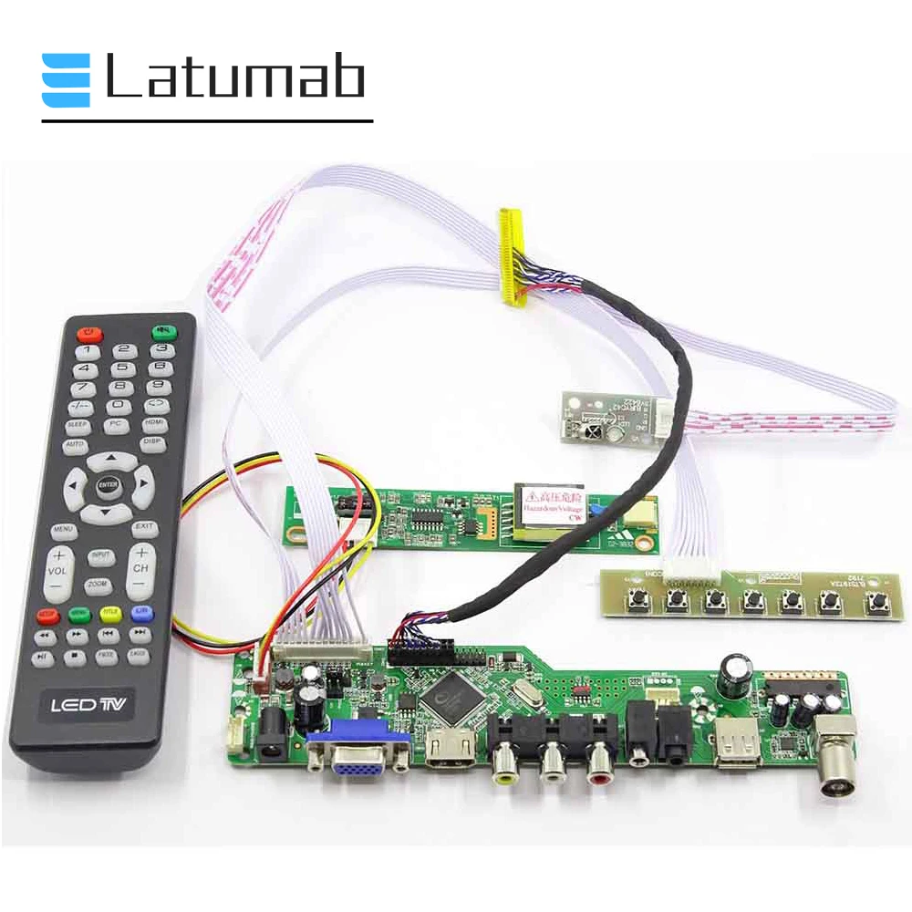 

Latumab New Kit for B141EW04 V.4 V4 TV+HDMI+VGA+USB LCD LED screen Controller Driver Board Free shipping