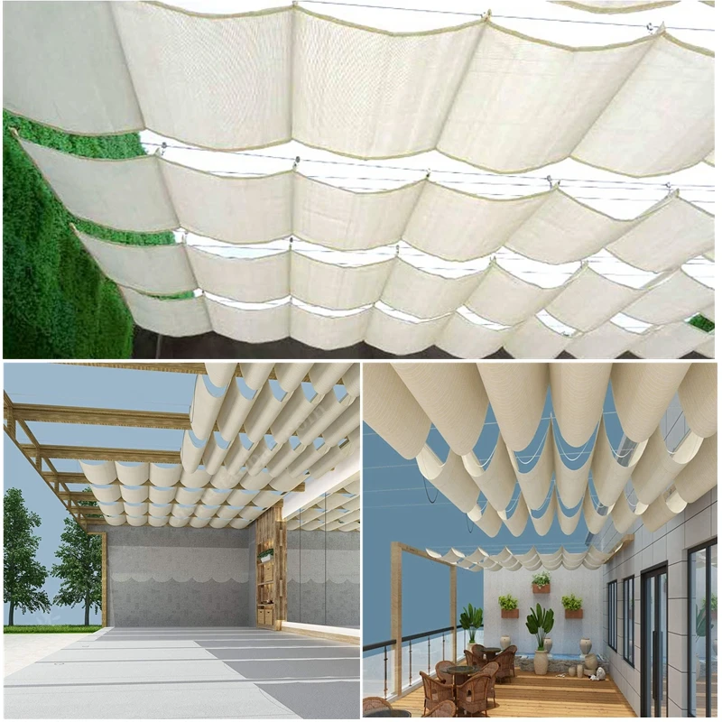 

1m Width Telescopic Wave Sunshade HDPE Anti-UV Shading Net Home Terrace Balcony Privacy Safety Fence Netting Canopy Shadow