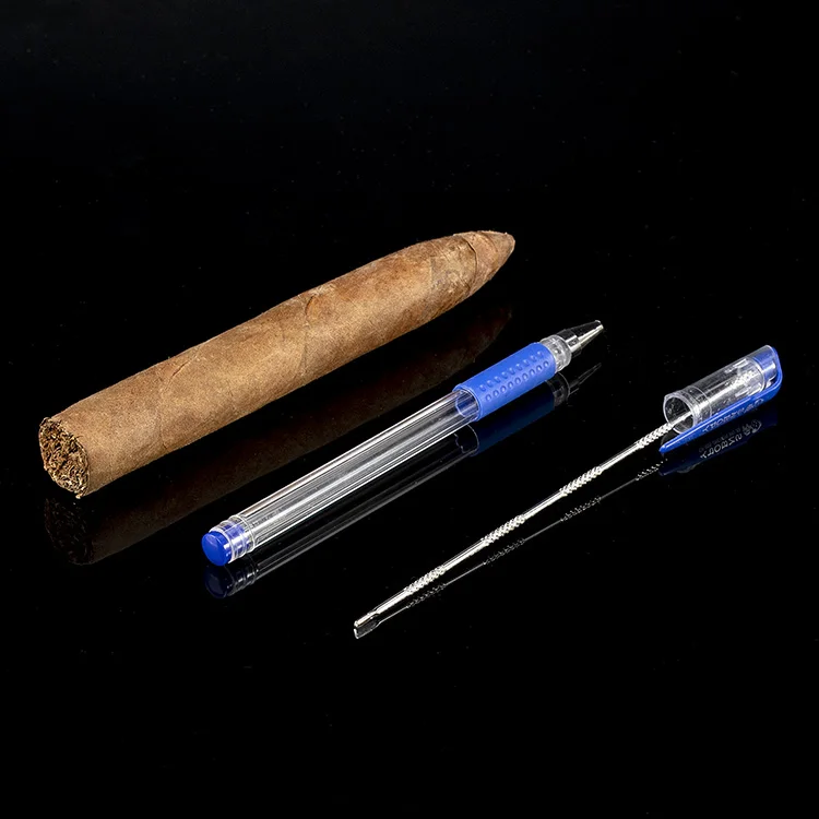 

2pieces Precision Cigar Draw Enhancer Tool Pen Shaped Cigar Accessories Metal Puncher Traval Cigar Drill Smoking Tools Cutter