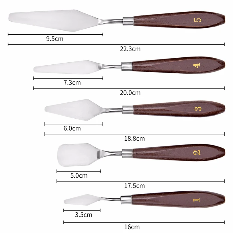 

5pcs/set Stainless Steel Oil Knives Artist Crafts Spatula Palette Knife Set For Artist Oil Painting Mixed Scraper Art Supplies