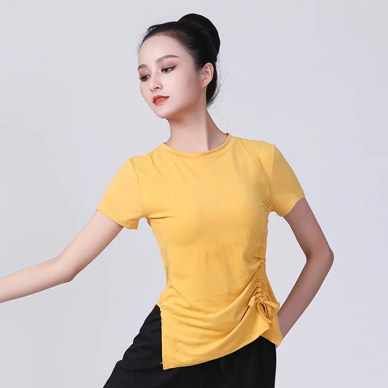 Fashion Modern Ballroom Short Sleeve Sexy Latin Dance Clothes Top For Women/female,tango Round Neck Costume Performance Wears