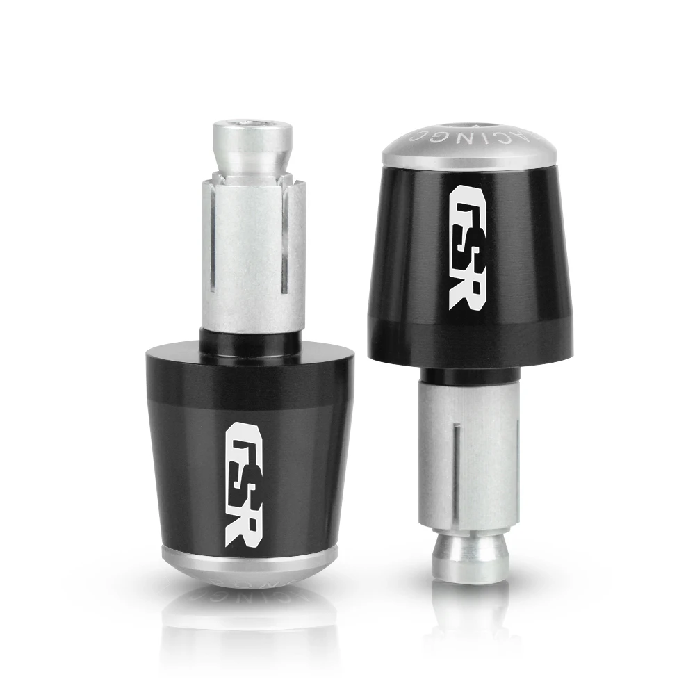 Black-Silver Рукоятка мотоцикла конец вес руль Грипсы кепки анти вибрации силдер разъем для SUZUKI GSR 600 400 750 GSR750 GSR600 GSR400 - Цвет: Black-Silver