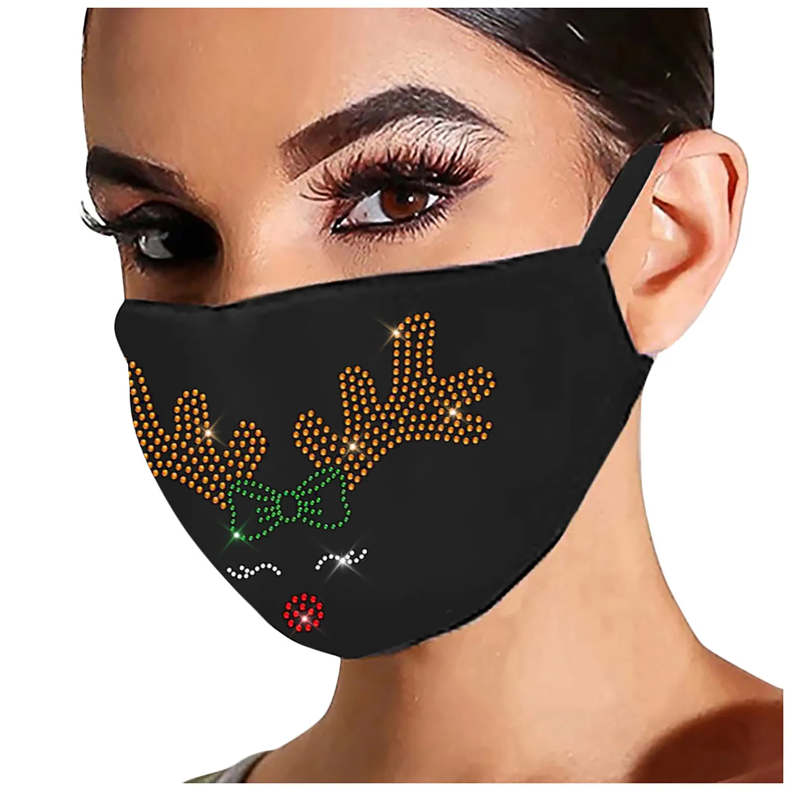 

1pc Mascarilla Women Black Masks Washable Reusable Outdoor Elk Drill Breathable Fashion Ice Cotton Windproof Mask Mouth Washable