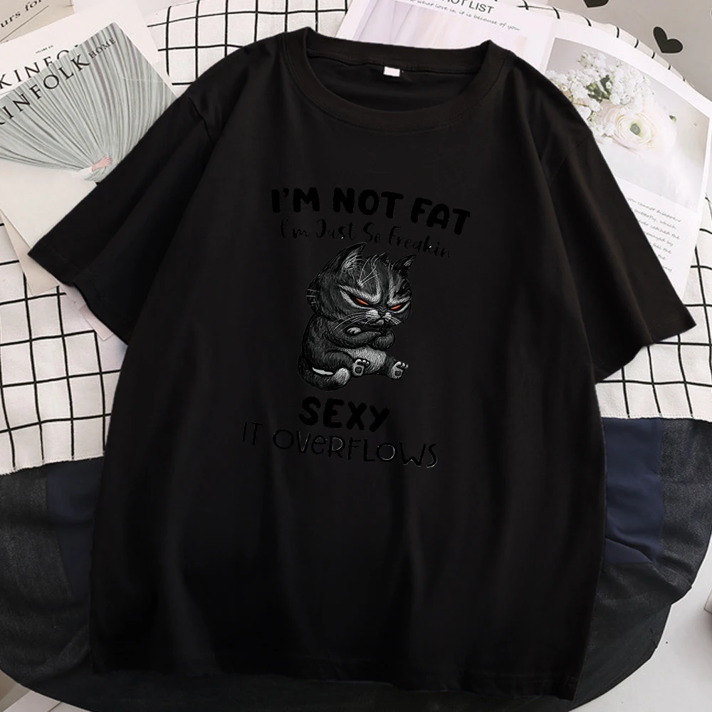 

I'M Not Fat Sexy It Overflows Woman T Shirt 2021 Trendy Short Sleeve Tshirt Brand Crewneck T Shirt Crewneck Vintage Tshirt Woman