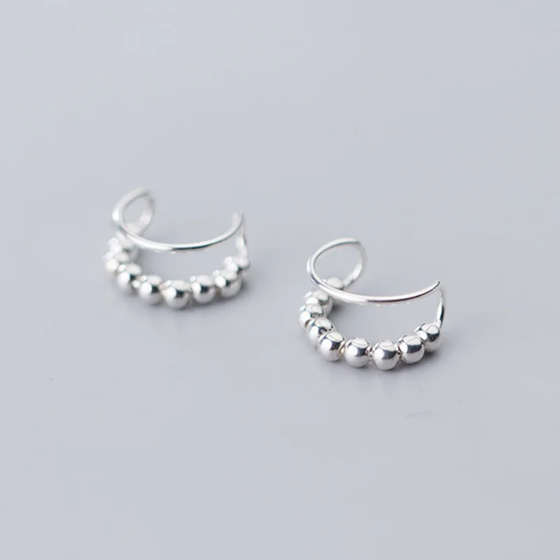 TrustDavis Real 925 Sterling Silver Fashion Sweet Beads Double Ear Clip Earrings For Women Wedding Party Fine Jewelry DA1855 | Украшения и