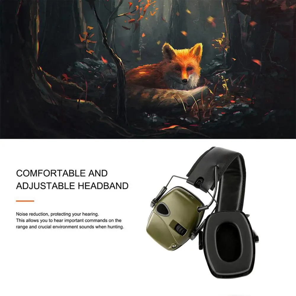 Tactical noise-reduction earphones anti-noise impact sound amplification electronic shooting protective earmuffs BK+FG