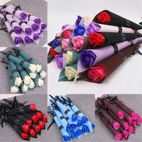 new glitter soap rose bouquet carnation artificial flowers home valentines day party gift wedding christmas decorations 2022