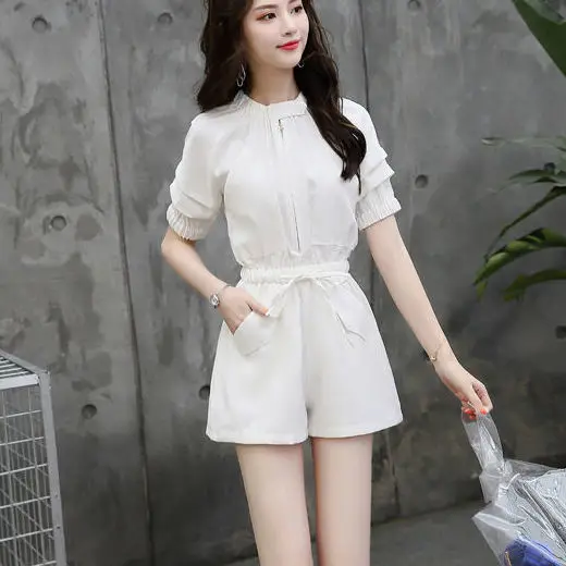 

Jumpsuit women's summer 2021 new Korean style loose casual high waist wide leg pants fashion chiffon slim shorts Outfits