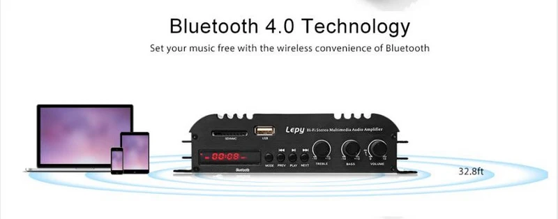 Bluetooth цифровой плеер HIFI стерео аудио усилитель 2CH 45 Вт домашний мультимедийный