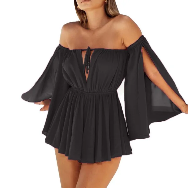 Женское мини-платье с перекрестной спинкой и эластичным ремешком летнее