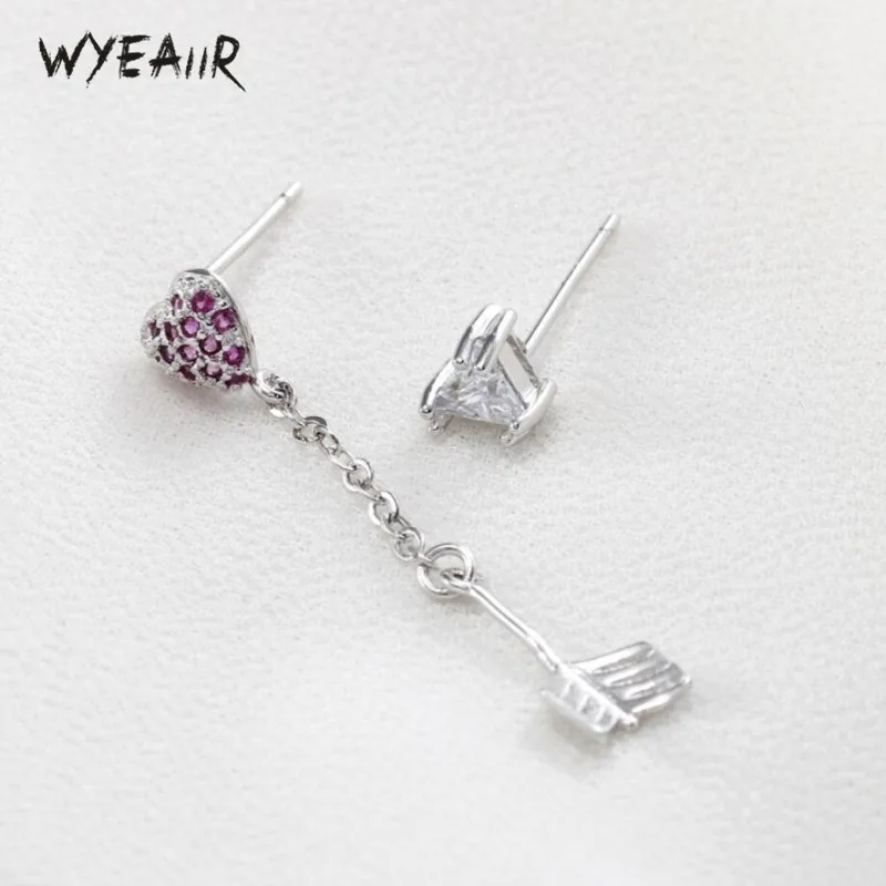 

WYEAIIR подарки на день Святого Валентина Романтика милые сердца Стразы Асимметричный милый Серебристый цвет