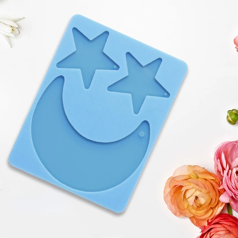 

Keychain Epoxy Resin Mold Shiny Star Moon Shape Keyring Pendant Silicone Mould F3MD