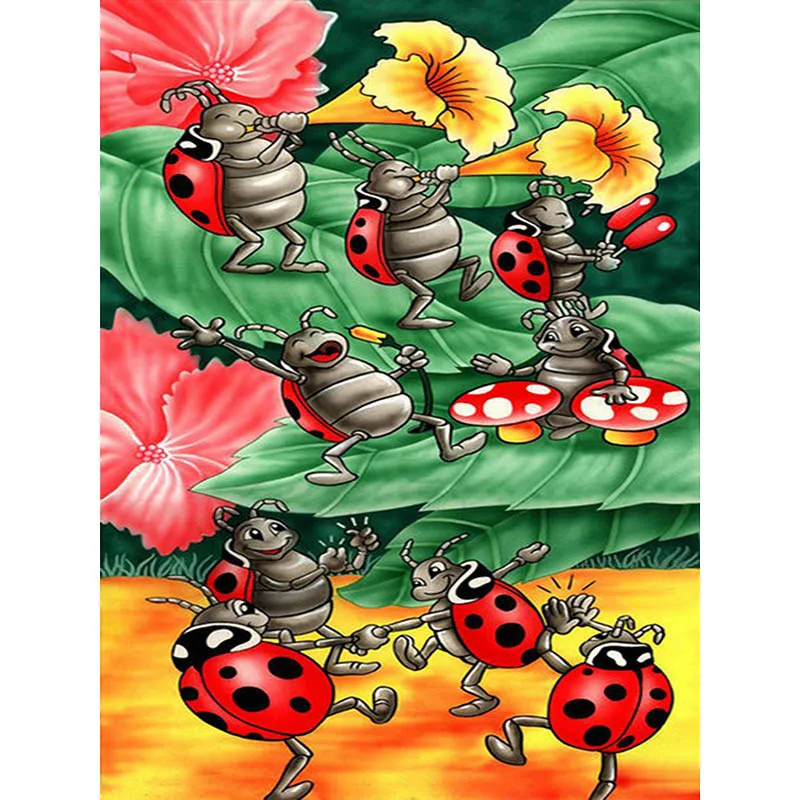 Полная дрель 5d животное Алмазная картина насекомое вышивка Божья коровка