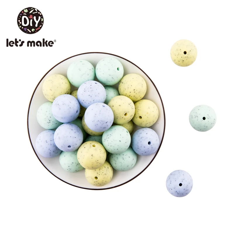 Let's Make 10pcs/lot 20mm 4-6 months Baby Teether Silicone Beads Toys Granite Style BPA Free Sensory For | Мать и ребенок
