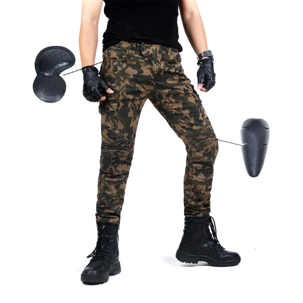 Camouflage Uniform Overalls Casual Motorcycle Pants Micro-Elastic Male Motorcycle Rider Uniform Pants Protective Equipment Pants