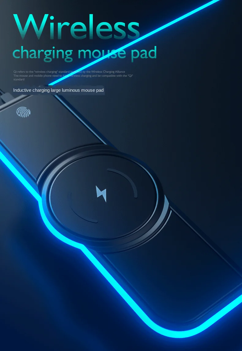 Wireless charging mouse pad RGB luminous super large video game table pad keyboard pad computer office desk pad writing large