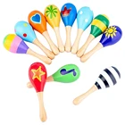 Деревянные погремушки Монтессори для детской модели, развивающие музыкальные игрушки, детские игры, детские игрушки 0-12 месяцев, случайный цвет