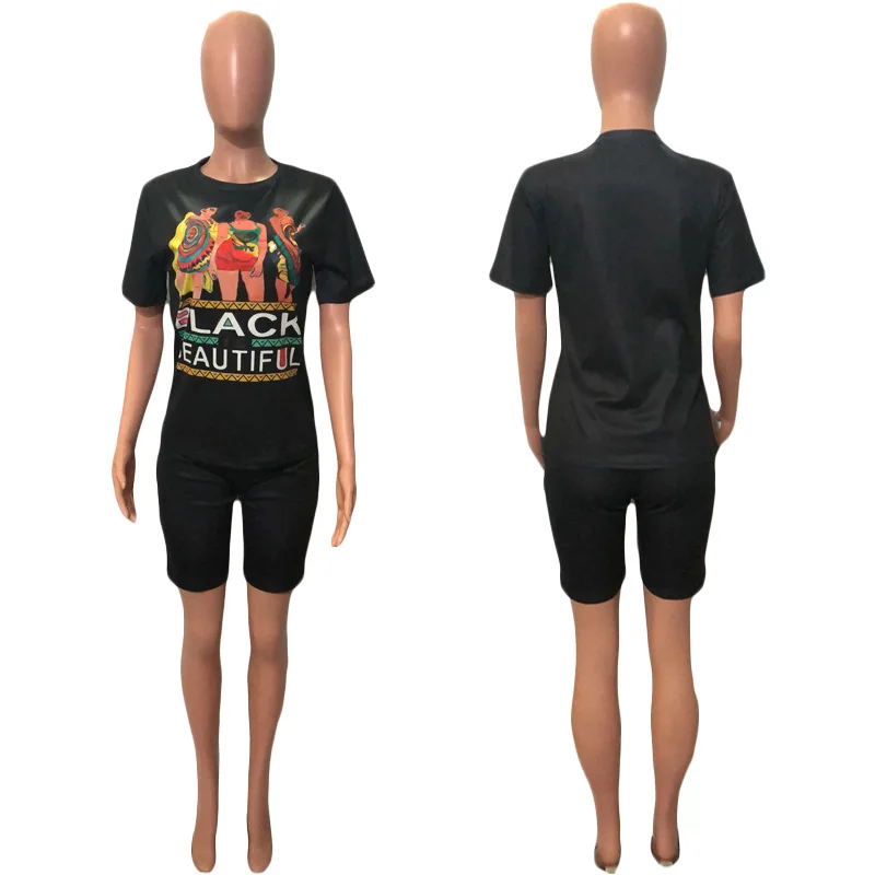 

Women Outfit Sets Fashion Letter Print T Shirt and Short 2 Piece Set Ladies Summer Two Piece Set Wholesale Clothing Women Set