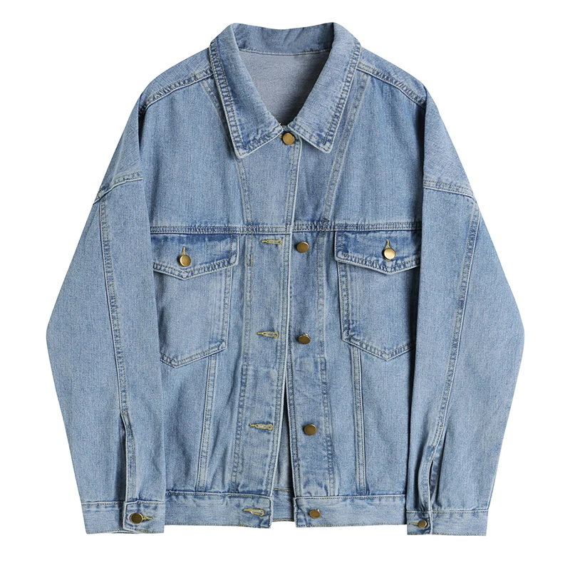 

Woman Denim jacket retro loose Jacket Jean Long Sleeve Turn-down Collar Female Outerwear Fall Loose Korean Fashion