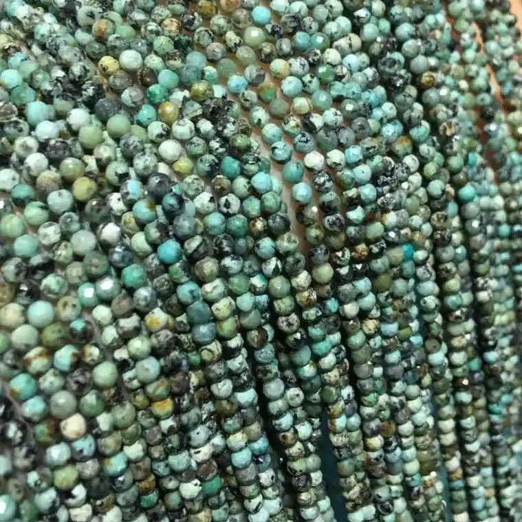 African Turquoise Граненые 2 мм бусины из натурального камня розовый кристалл кварца лазурит Агаты драгоценные камни бусины для самостоятельного изготовления ювелирных изделий браслет ожерелье - Цвет: African Turquoise