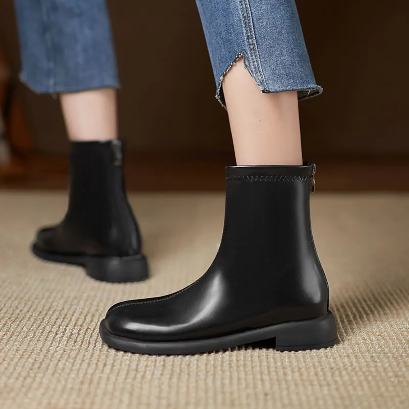 Fashion Platform Chelsea Boots for Women 2021 Pu Leather Thick Heel Ankle Boots Woman Autumn Winter Motorcycle Booties