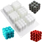 6 полостей 3D куб для выпечки муссов форма для торта силиконовая квадратная форма для пузырей и десертов поднос для торта кухня форма для выпечки в виде свечи гипсовая форма
