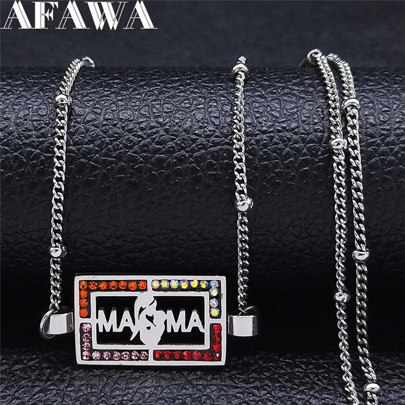 

MAMA Baby Stainless Steel Crystal Chocker Necklace Women Silver Color Geometry Chain Necklaces Jewelry cadenas mujer N4868S01
