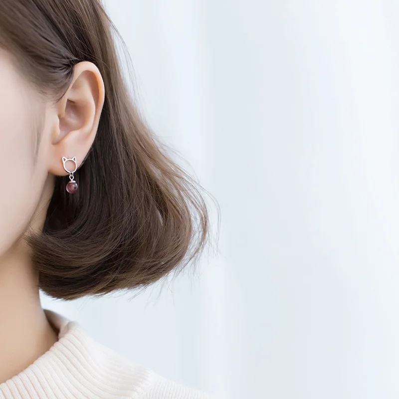 Trustdavis 100% Настоящее серебро 925 пробы милые серьги гвоздики с розовой клубничкой и