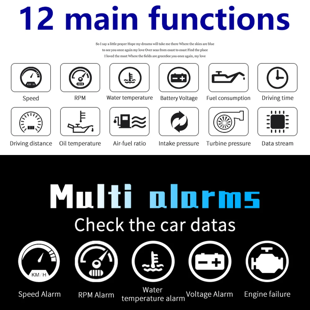 P10 OBD 2 II автомобильный дисплей HUD на лобовом стекле Спидометр турбо повышающее