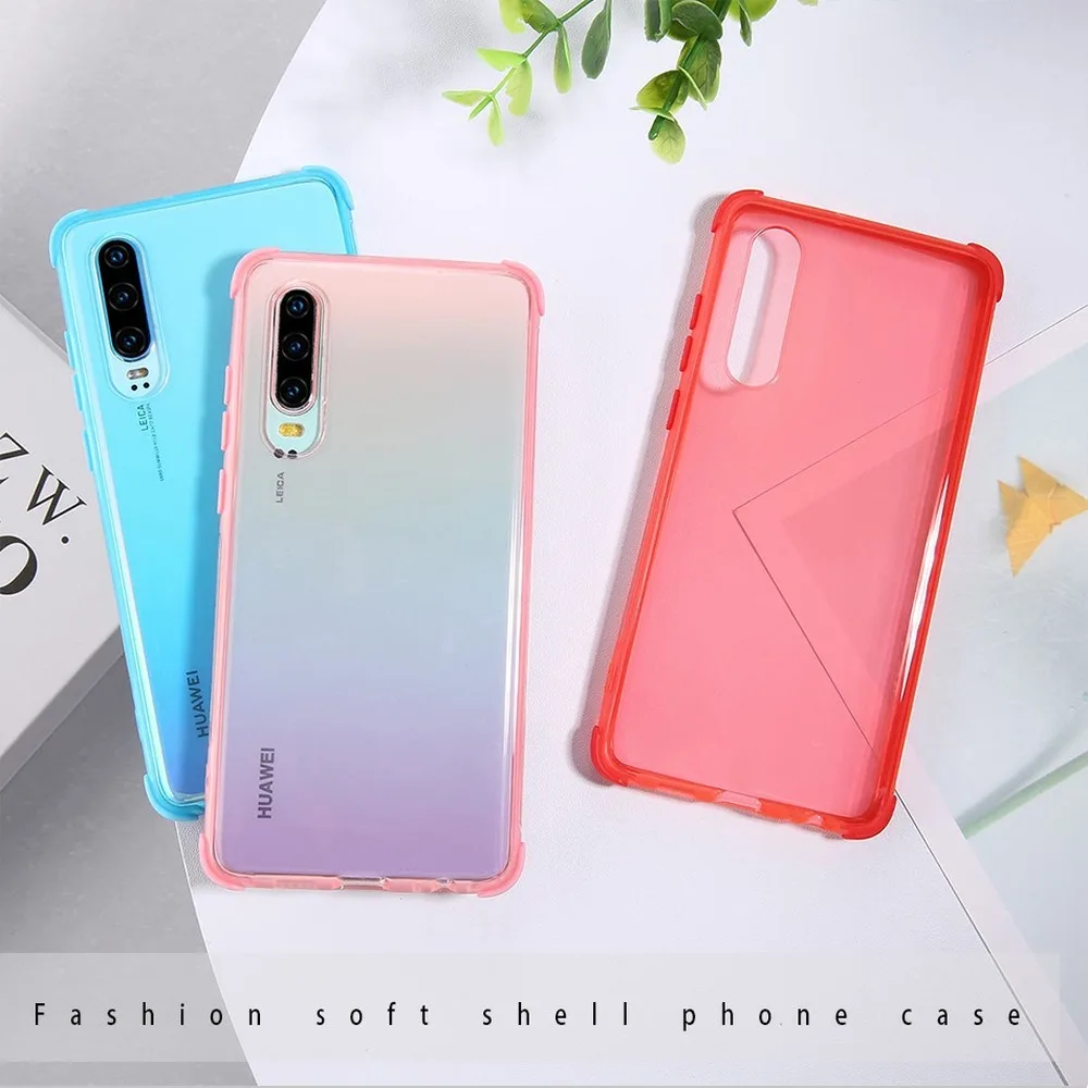 Simple Transparent Phone Case for Huawei P30 Lite Mate 20 Pro Anti-knock Soft TPU Silicone Solid Color Back Cover |