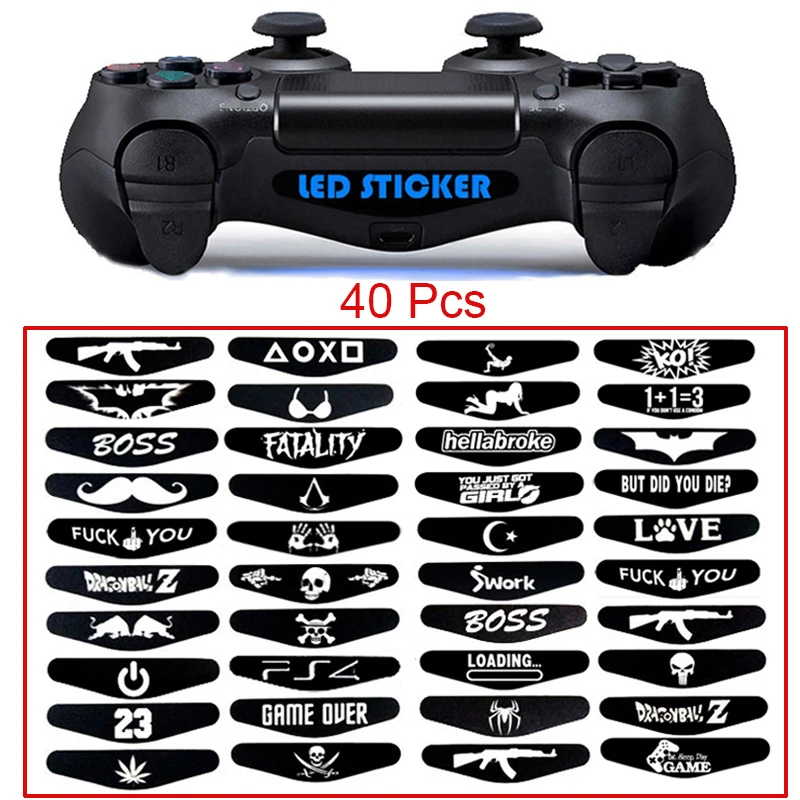 40 шт./лот наклейки для контроллеров Playstation 4 PS4 Светодиодная панель модные