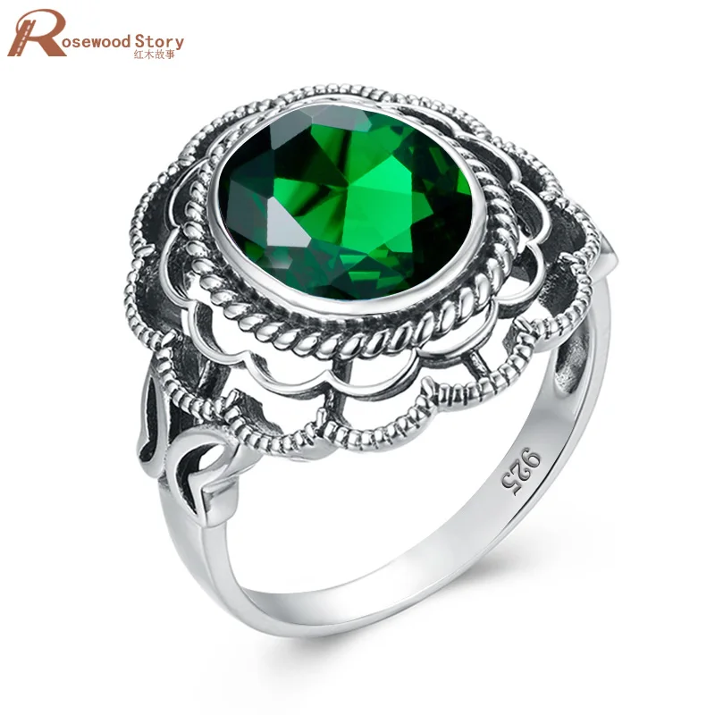 

Кольца из белого золота с натуральным изумрудом для женщин, винтажные кольца из настоящего серебра 925 пробы, мужские ювелирные изделия, брен...