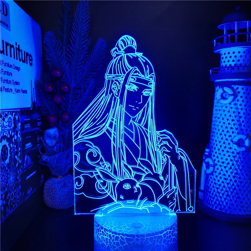 

Mo Dao Zu Shi Lan Zhan Led Light Anime Figure 3D Illusion Lamp Manga Gaming room Kids Bedroom Decor Color Changing Night Light