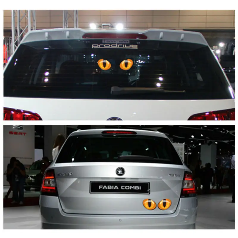 

2pcs 12*10cm Cute Simulation Cat Eyes Car Stickers 3D Vinyl Decal For Rearview Mirror Car Head Engine Cover Windows Decoration