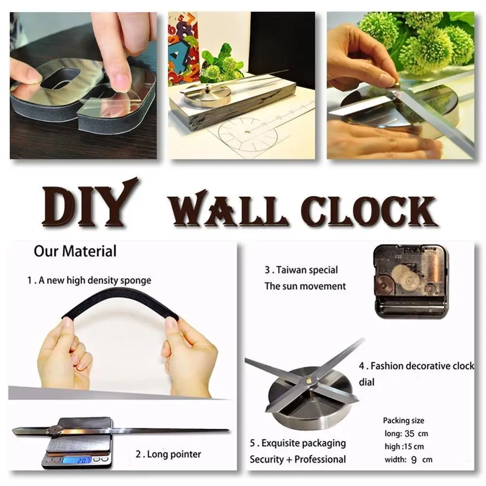 Большие бесшумные 3D настенные часы YAMEID современный дизайн-маятник металлические