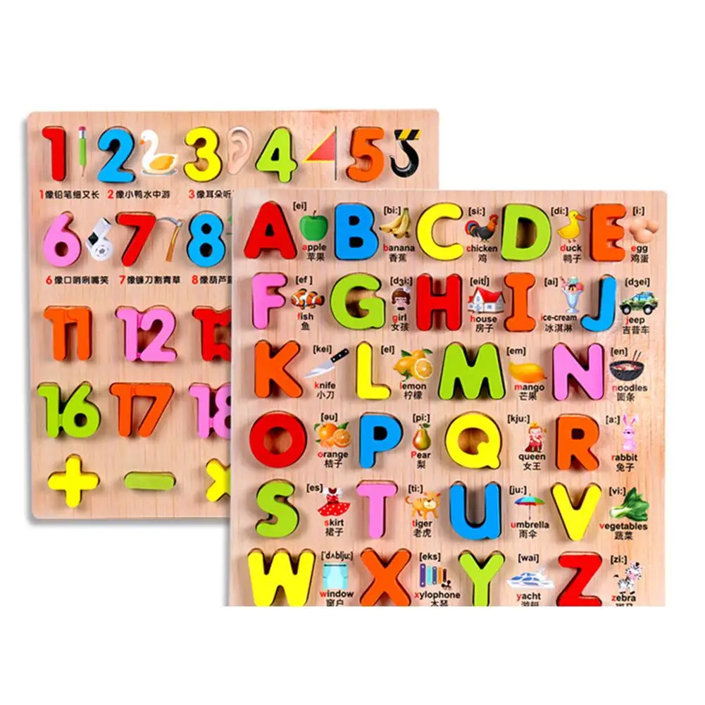 

Kids Wooden Puzzle Toys Baby Number Letter Cognition Toys Children Hand Grasp Wooden Toys Child Early Learning Educational Toys