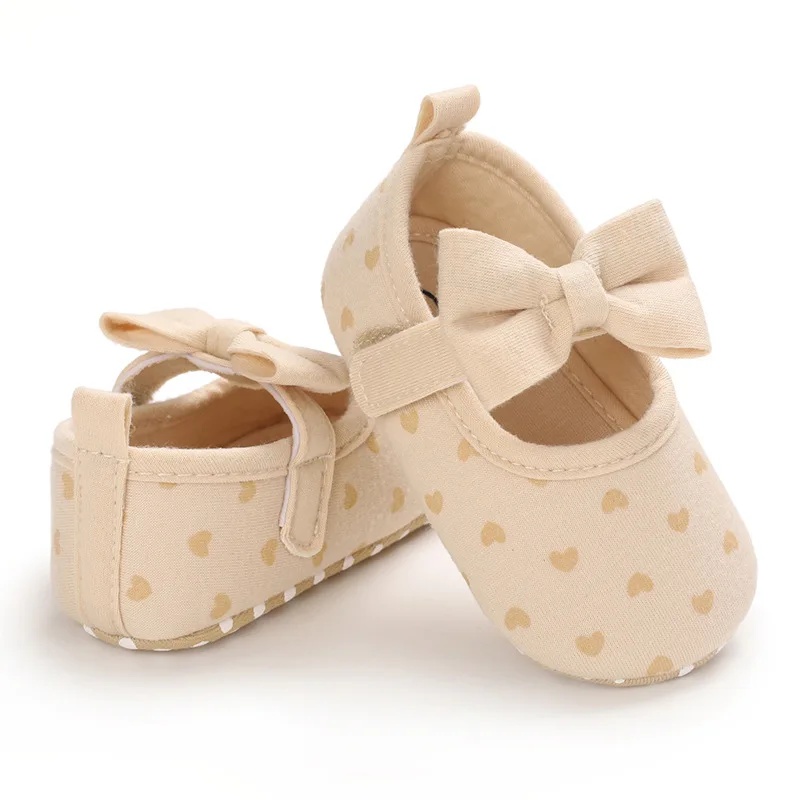 

Baby Girls Princess Dress Shoes Cute Star Heart Print Mary Jane Flats with Bowknot Anti-Slip Toddler First Walkers