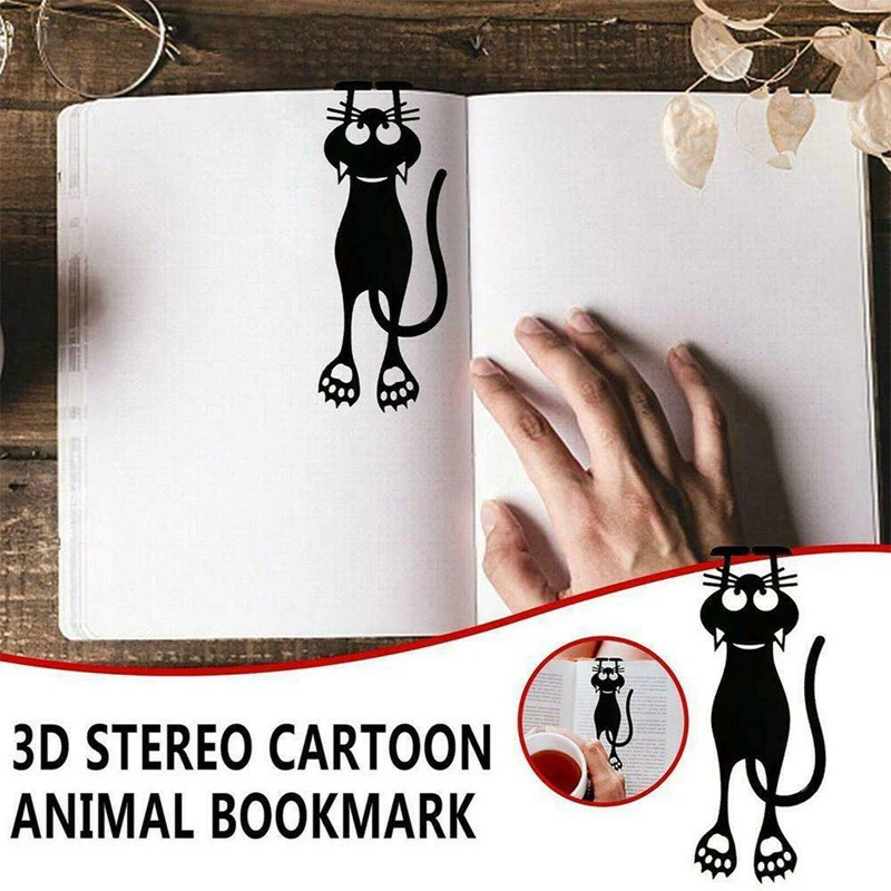 

Черная книга с котом, Закладка 3D, пластиковая трехмерная Закладка с милым котом