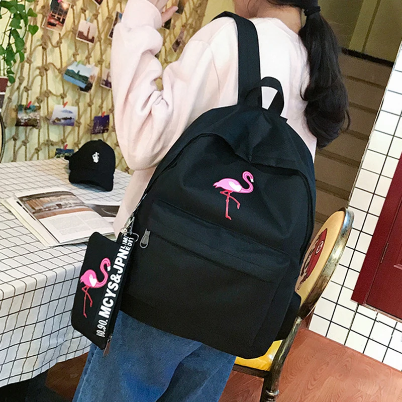 Женский рюкзак с принтом Фламинго S.IKRR простая Студенческая тканевая книжная