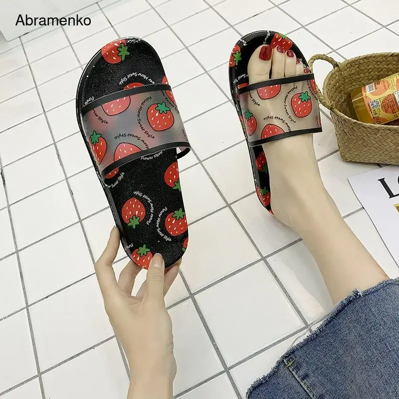 

Шлепанцы домашние женские, из ПВХ, с рисунком арбуза, ананаса, лето обувь с фруктовым принтом