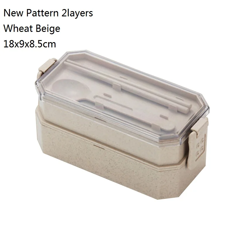 E4 2layers 3-Слои Портативный пшеничной соломы Коробки для обедов Еда Хранения Чехол Контейнер столовая посуда микроволновая печь бенто ланч бокс для студент, школа, офис дом - Цвет: E4 2layers