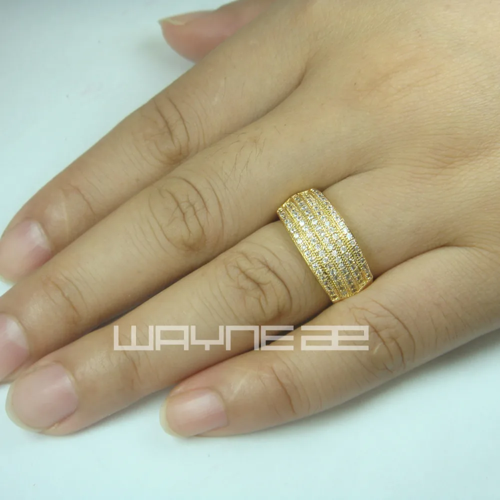 18 карат золото GF обручальное женское одноцветное Кольцо R155 Размер ремешка M-S -