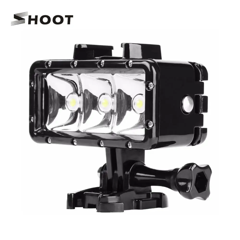 

SHOOT Waterproof LED Diving Light for Gopro Hero 7 6 5 4 h9 SJCAM SJ4000 Underwater Flashlight For Yi Lite 4K+ Camera Accessory