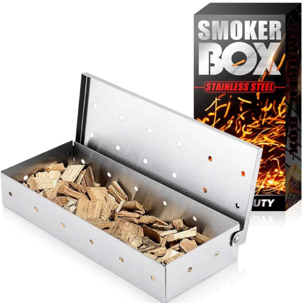 

Box for BBQ Grill Wood Chips Barbecue Charcoal Gas Barbecue Grill Meat Infused Smoke Flavor Accessories Smoker Box Tool